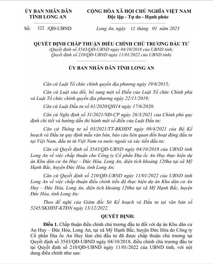 pháp lý chủ đầu tư an huy mỹ việt long an