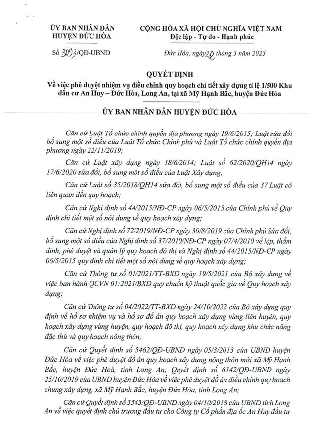 quyết định 1500 khu dân cư an huy